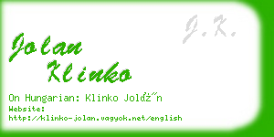 jolan klinko business card